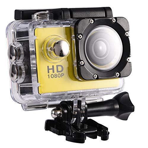VBESTLIFE Action Cam Videocamera Subacquea Ultra HD Sport Action Camera Mini DV con Custodia Impermeabile da 7 Colori(Giallo)