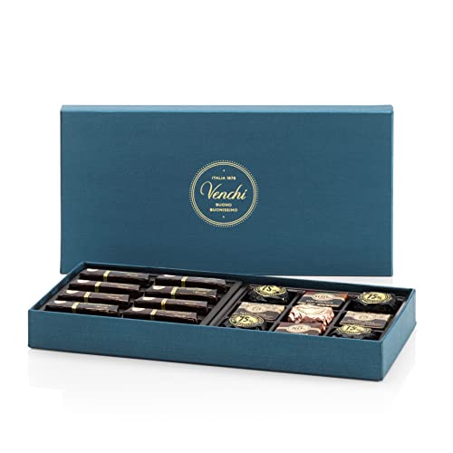 Venchi - Collezione Barocco - Cioccolatini Fondenti Assortiti in Confezione Blu, 300 g - Idea Regalo - Senza Glutine