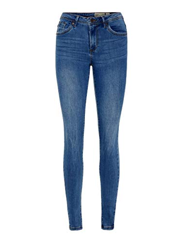 Vero Moda VMTANYA MR S Piping Jeans VI349 Noos Skinny, Blu (Medium Blue Denim Medium Blue Denim), L   30L Donna