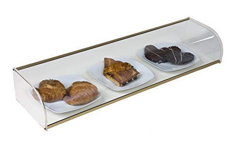 Vetrinetta neutra bar per brioches e dolci, vetro curvo in alluminio dorato 982 x 270 x 150 mm.
