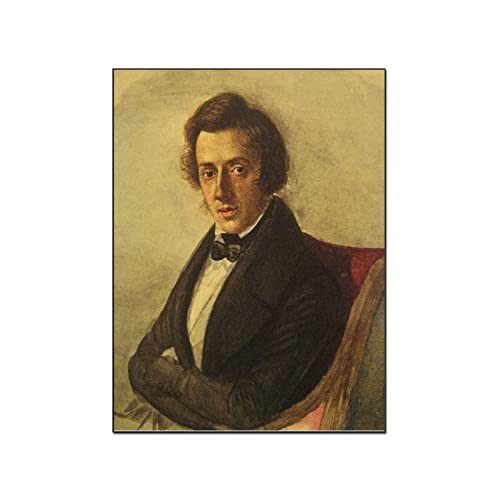 VICAE Quadro su Tela Senza Cornice 60X90cm Poster di Frederic Chopin, compositore Polacco, pianista, Poster di Musicista Classico, Poster Vintage