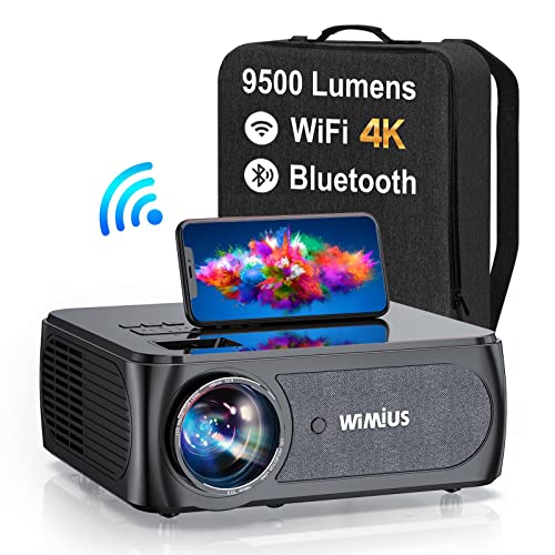 Videoproiettore 5G WiFi Bluetooth,9500 Lumen Proiettore Full HD 1080P WiMiUS 4K Supporto WiFi Bluetooth 4P 4D Correzione Trapezoidale Proiettore 350   WiFi Home Cinema per PPT, iOS, Android,PS5