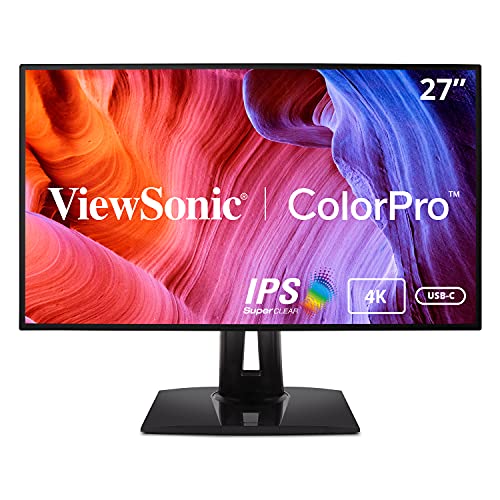 ViewSonic VP2768a-4K 27-inch 2160p UHD Professional Monitor, 100% sRGB, Pantone Validated, Colour Blindness Mode, USB Type-C, HDMI, DisplayPort, Ethernet, For Graphic Design, Photo & Video Editing