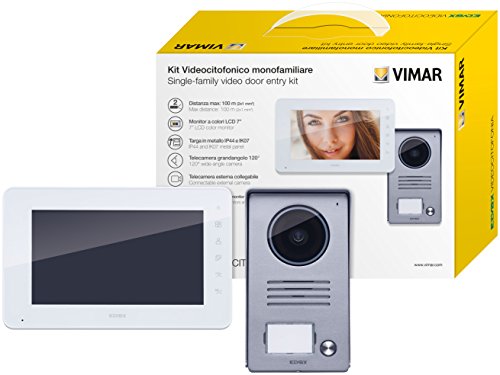 Vimar K40910 Kit Videocitofono Monofamiliare da Parete, Grigio la Targa e Bianco Il Monitor