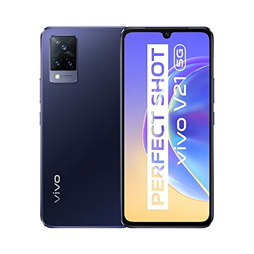 VIVO V21 5G Smartphone, 8GB+128GB, Super Selfie Notturno da 44 MP con Stabilizzazione Ottica, Tripla Fotocamera da 64 MP, Frequenza di Aggiornamento 90 Hz, Design Ultrasottile, 6.44   (Dusk Blue)