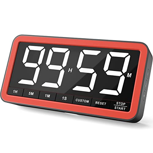VOCOO Grande timer da cucina digitale: Timer magnetico a LED con 3 luminosità, 4 allarmi e 3 livelli di volume, Timer per il conto alla rovescia alimentato a batteria per Cucina Aula Casa Palestra