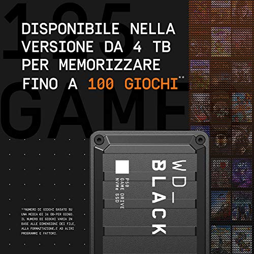WD _BLACK P50 Game Drive SSD 2TB, Prestazioni Ottimi per i Tuoi Vid...
