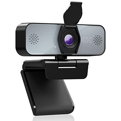 Webcam 4K con Microfono, UHD Webcam PC con Privacy Cover, Auto Focus, Plug and Play, PC Camera per YouTube, Instagram, Skype, Compatibile con Windows, Mac e Android
