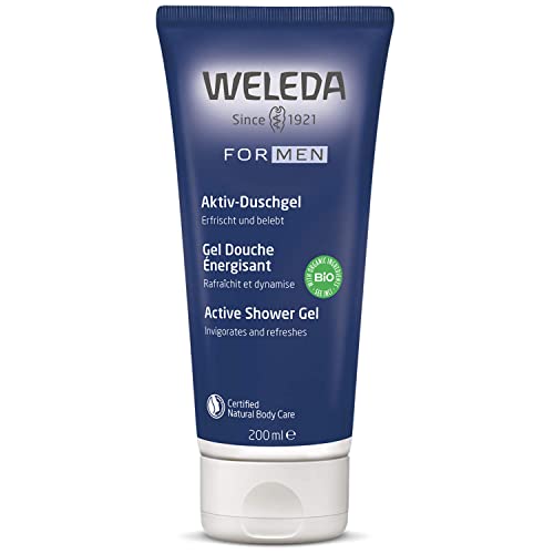 Weleda For Men Doccia Gel Energy, gel doccia con fragranza maschile aromatica con olio essenziale di rosmarino bio, formula con con tensioattivi di origine vegetale( 1X200 ml)