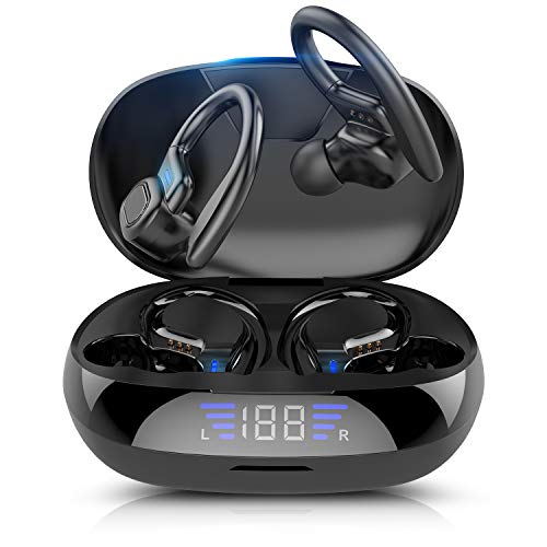 Whoawhoa Cuffie Bluetooth Sport Auricolari Wireless Running Bluetooth 5.0 Cuffiette Per Correre,Cuffie In-Ear Bluetooth Impermeabile Auricolari Wireless(Black)