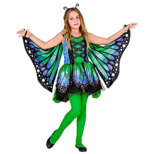 Widmann 10977 10977 - Costume da farfalla, vestito con tutù, ali, ali, antenne, animale, festa a tema, carnevale, ragazza, multicolore, 140 cm 8-10 anni
