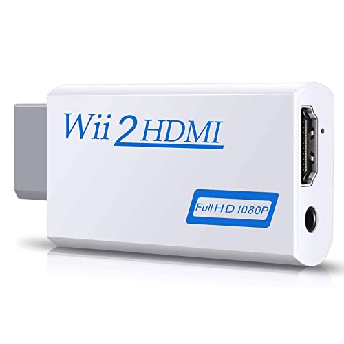 Wii hdmi adattatore,Convertitore wii hdmi,Connettore Console di Gioco Wii a HDMI Video 60Hz 720P 1080P + Uscita Audio 3,5mm,per Tutte le Modalità di Visualizzazione Wii(Bianco)