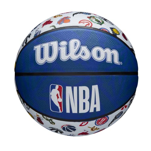 Wilson Pallone da Basket NBA ALL TEAM BSKT, Utilizzo Outdoor, Gomma, Misura 7, Rosso Bianco Blu
