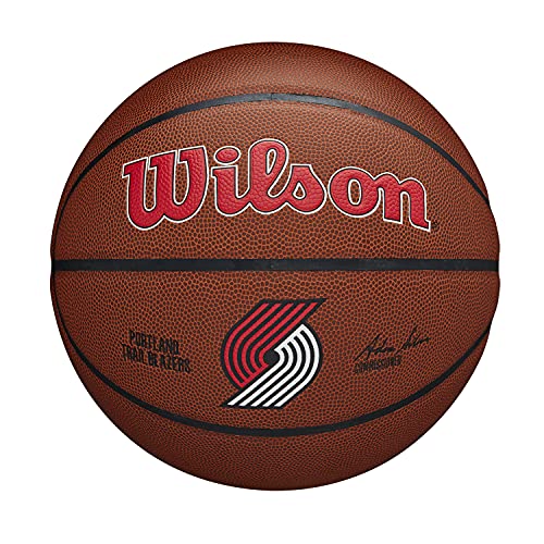 Wilson Pallone da Basket NBA TEAM COMPOSITE BSKT, Utilizzo Indoor Outdoor, Pelle Composita, Misura 7, Marrone (Portland Trail Blazers)