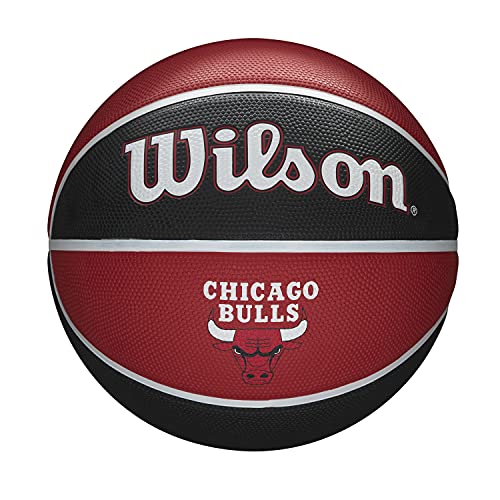 Wilson Pallone da Basket NBA TEAM TRIBUTE BSKT, Utilizzo Outdoor, Gomma, Misura 7, Rosso Nero (Chicago Bulls)