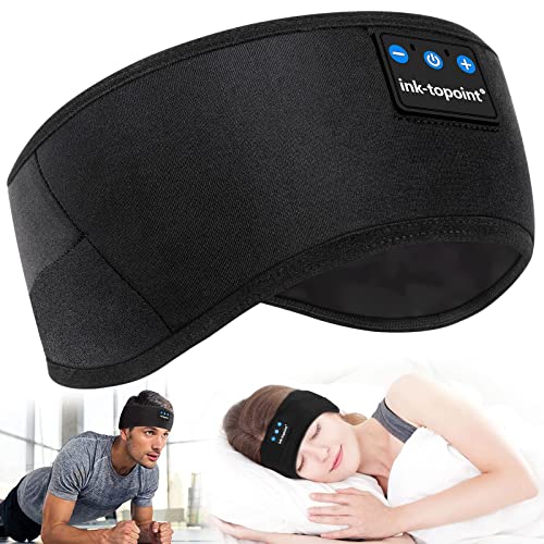 WU-MINGLU Cuffie per dormire con fascia Bluetooth, Cuffie per sport musicali senza fili Cuffie per dormire per uomo, donna con tessuto sottile e fresco e auricolari regolabili per corsa, yoga (NERO)