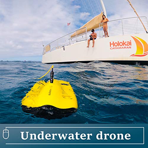 XIAOKEKE Drone Subacqueo, 4K Ultra-Alta Definizione con Luce di Rie...