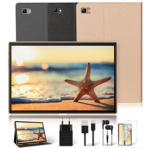 YESTEL Tablet 10 Pollici Android 11 T5 FHD Tablet con 4GB RAM+64GB ROM(256GB Espandibili),Octa Core I Batteria 6000mAhI Doppia Fotocamera 5MP+8MP I GPS I FM I OTG,WIFI Tablet con Custodia-Oro Rosa
