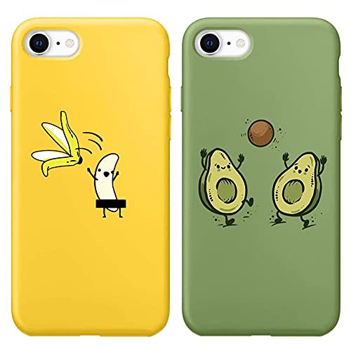 Yoedge 2 Pezzi Cover per Apple iPhone 8 7   SE2022   SE2020 4,7 ,Squishy Silicone TPU Custodia per Cellulari con Disegni Aesthetic, Antiurto Originale Cover Disegno Case per iPhone8, Avocado Banana