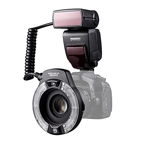 YONGNUO YN14EX II Macro Flash per fotocamere DSLR Canon con display LCD di grandi dimensioni Anelli di temperatura filtri di colore Hot Shoe Mount Supporto M TTL Flash