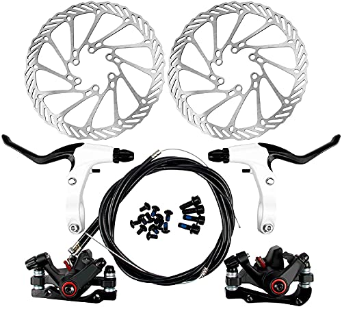 Yorbay Kit Freno a Disco Anteriore Posteriore Biciclette Impostare MTB di Frenatura a Disco 160MM Rotori Bici da Strada (Nero) Riutilizzabile