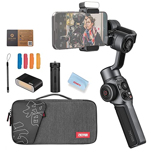 Zhiyun Smartphone Gimbal Smooth 5 Combo Stabilizzatore palmare a 3 assi w treppiede per iPhone Android Cellulare per Vlogging YouTube Vlog TikTok Instagram Live Video w LED Luce di riempimento