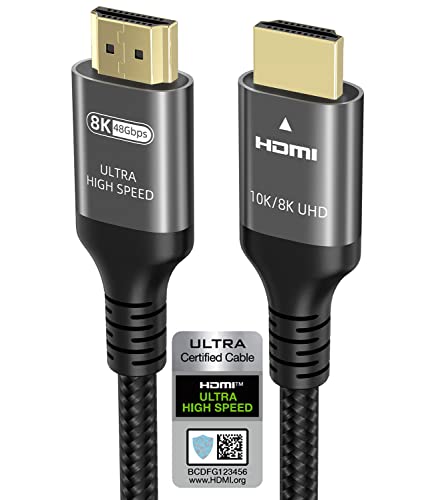 10k 8k 4k Cavo HDMI 2.1, 48Gbps 1ms Certificato Velocità Ultra Elevata Cavi HDMI 4k 144Hz 120Hz 8k60Hz 4:4:4 12bit ARC eARC DTS:X Dynamic HDR Compatibile per Mac PC Soundbar G-SYNC PS5 4 Xbox Series X