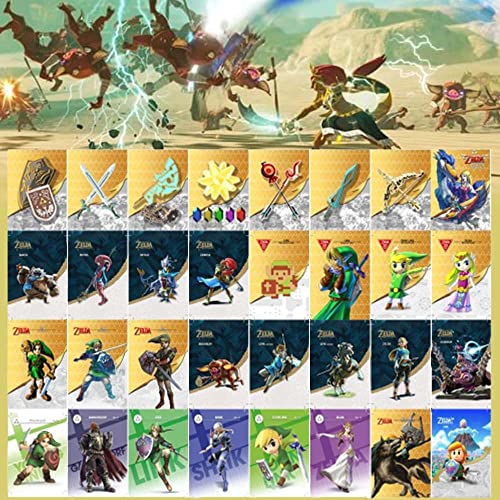 32 pezzi Legend of Zelda Amiibo Card, Zelda Mini NFC Tag Full Collection, compatibile con Switch, Switch Lite, Wii U e nuovi sistemi 3DS