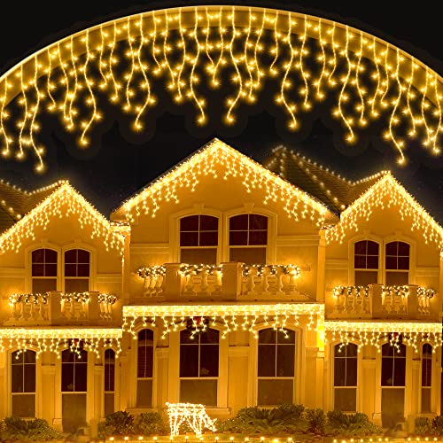 400 LED 10M Luci Natale Esterno Cascata,Tenda luminosa natale IP44 Impermeabile con 8 Modalit & Temporizzato Luci Natalizie da Esterno Interno Ideale per Mantello, Balcone,Giardino e Matrimonio