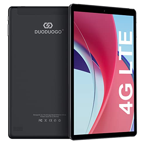 4G LTE Tablet 10 Pollici Offerte, 3 GB RAM + 32 GB ROM, 128 GB Espandibile, Quad-Core, Android 10 Tablet con SIM Telefonica e WiFi, 6000 mAh, 5MP + 8 MP, Dual SIM, WiFi, Bluetooth, GPS, Type-C, Nero