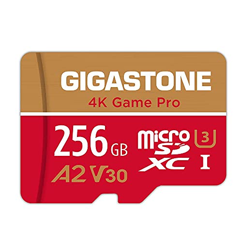 [5 Anni Recupero Dati Gratuito] Gigastone scheda di memoria 256 GB 4K Game Pro, Specialmente per GoPro Drone Switch, Velocità 100 MB s. per video 4K, A2 U3 V30 Scheda Micro SDXC con Adattatore SD.