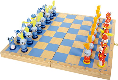 6084 Scacchi  Cavaliere  small foot in legno, gioco da viaggio con 32 scacchi in stile cavalleresco in legno, dai 6 anni in poi