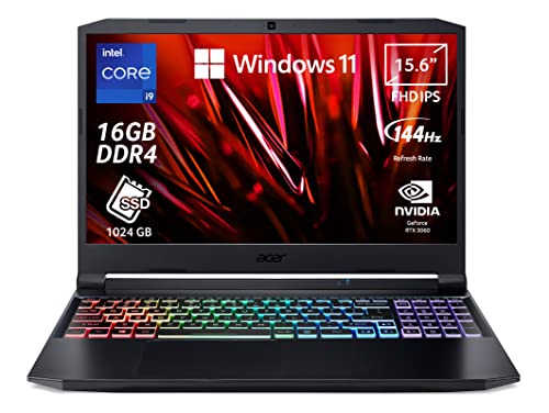 Acer Nitro 5 An515-57-974Y Notebook Gaming, Processore Intel Core I9-11900H, Display 15.6  Fhd Ips 144 Hz Led Lcd, Nvidia Geforce Rtx 3060 6 Gb, Windows 11 Home, Nero, ‎25.5 x 36.34 x 2.39 cm; 2.3 Kg