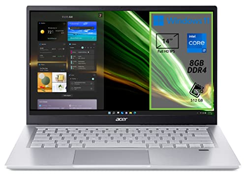 Acer Swift 3 SF314-511-714H PC Portatile, Notebook, Intel Core i7-1165G7, RAM 8 GB DDR4, 512 GB PCIe NVMe SSD, Display 14  FHD IPS LED LCD, Scheda Grafica Intel Iris Xe, Windows 11 Home, Silver