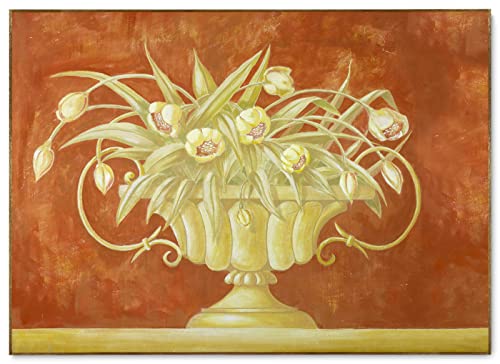ACQUERELLO ART – “Urna con fiori”, Renato Ronzan (1946) – Collezione privata, Bassano del Grappa – Riproduzione a mano su tela intonacata in EDIZIONE LIMITATA NUMERATA E CERTIFICATA - Cm. 150x107x2.5