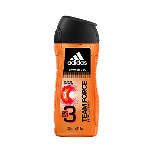 Adidas Team Force Gel Doccia Bagnoschiuma 3 in 1 per Corpo, Capelli e Viso, 250 ml