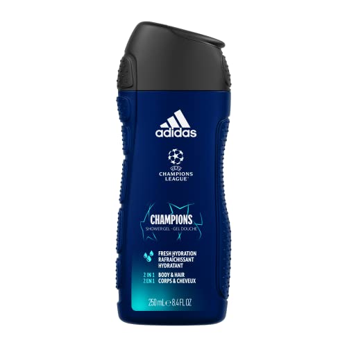 Adidas, UEFA VIII Champions League Gel Doccia Bagnoschiuma 2 in 1 per Corpo, Capelli e Viso, 250 ml