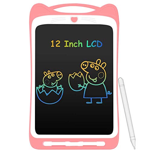AGPTEK Tavoletta Grafica LCD Scrittura 12 Pollici Colorato con Pulsante di Blocco,Lavagna da Disegno Cancellabile Portatile Tavoletta Scrittura per Bambini Studenti Rosa