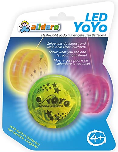 alldoro Yo a LED per principianti con effetto luminoso per bambini dai 3 anni in su, per interni ed esterni, batterie incluse, in 4 colori assortiti, 60342