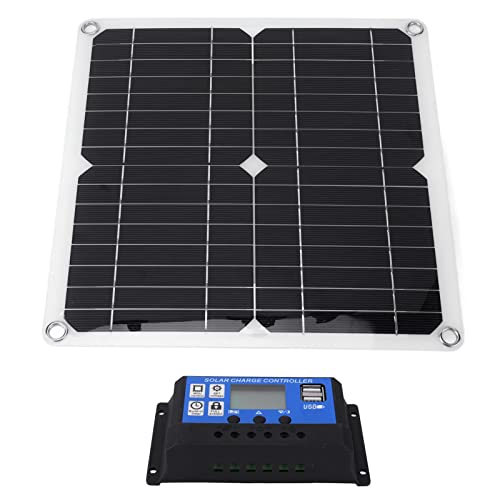 Alomejor Kit Controller Pannello Solare 15W Dual USB DC Output Regolatore Pannello Solare 100A Caricabatterie a Celle Solari(Blu)