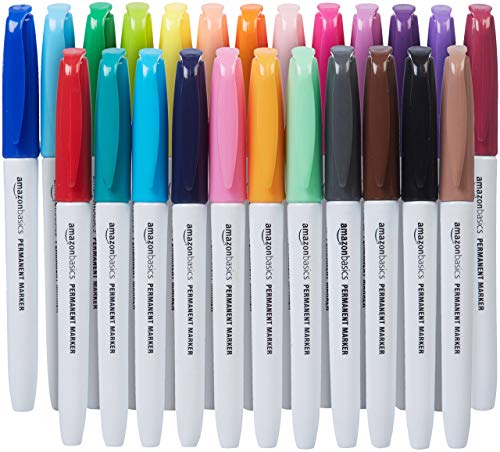 Amazon Basics - Pennarelli indelebili, confezione da 24 pezzi, Colori assortiti
