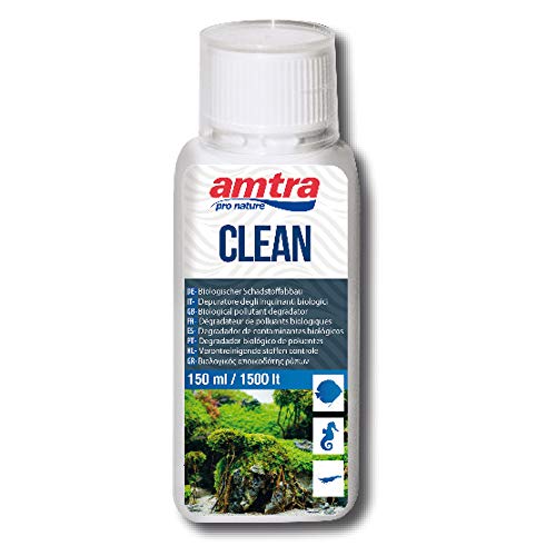 AMTRA CLEAN - Depuratore d acqua naturale per acquari, Trattamento naturale dell acqua per acquari, Riduce i cambi d acqua, Formato 150 ml