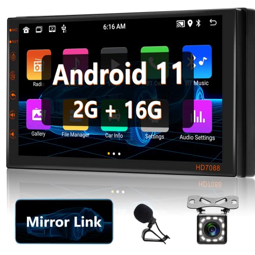 Android 11 RDS Autoradio 2G+16G GPS 7 Pollici 2 Din Touch Screen Car Stereo con Navigazione GPS, WiFi, Bluetooth, Radio FM RDS, Mirror Link, Telecamera Posteriore, USB, Lettore Multimediale Radio