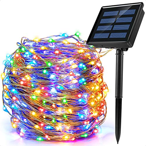 Ankway Luci solari colorate per esterni, 200 LED, 8 modalità, 22 m, 21,9 m, impermeabili, ad energia solare, per giardino, patio, recinzione, albero di Natale, feste di nozze