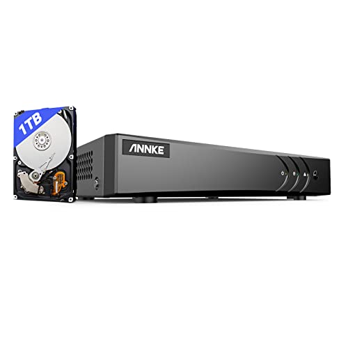 Annke CCTV DVR 8 Canali con Hard Disk da 1 TB, 5MP Lite DVR Video Sorveglianza per Analogico CVBS AHD TVI CVI IP, Rilevamento Movimento, Avviso e-mail con Immagini, Visualizzazione Remota