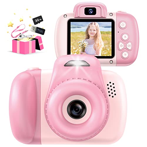 AONISE Macchina Fotografica Bambini, Fotocamera Selfie per Bambini, con Lampada Flash, Videoregistratore 1080P, Giocattoli Bambini per Ragazzi e Ragazze, Regalo per Bambinio 3 ai 12 Anni (Pink)