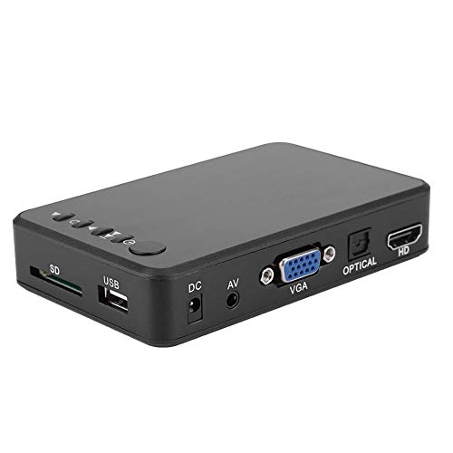 ASHATA Lettore multimediale HDMI, Mini Lettore multimediale Digitale HDMI Ultra HD 1080P 4K con Adattatore e Telecomando per -MKV RM- MMC unità USB e schede SD Car HD Player (Nero)(EU)