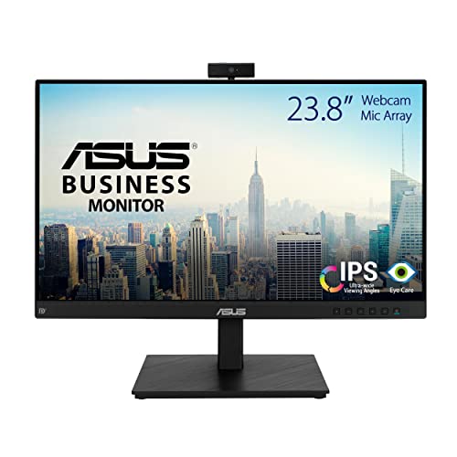 ASUS BE24EQSK Video Conferencing Monitor 23,8  Full HD IPS Frameless, Webcam Full HD, Mic Array, Stereo Speakers, Design Ergonomico,HDMI,Eye Care,Filtro Luce Blu,Flicker Free,Montabile a parete
