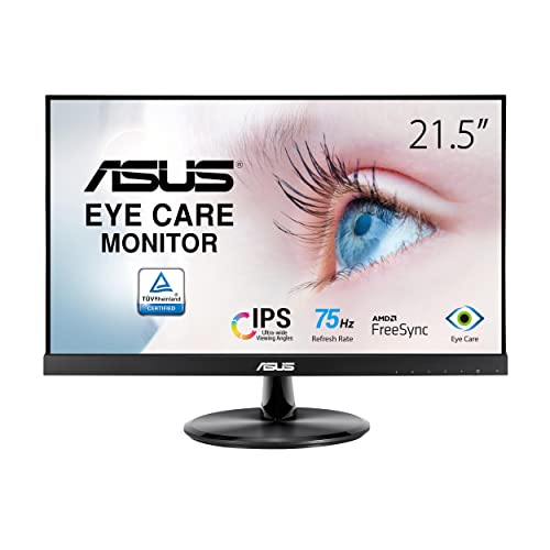 ASUS VP229HE Eye Care Monitor – 21.5 , FHD (Full HD 1920 x 1080), IPS, Frameless, 75Hz, Adaptive-Sync FreeSync, HDMI, Eye Care, Low Blue Light, Flicker Free, Wall Mountable