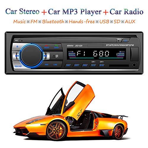 ATian Car Bluetooth Radio 1Din,Chiamata Vivavoce Bluetooth, Supporto MMC ID3   USB SD   MP3 Player 4 Altoparlanti, con Telecomando.